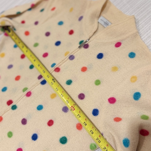 Marisa Christina Polka Dot Cardigan Cream Multicolor 100%Wool Full Zip Gypsy Y2K - Picture 12 of 15